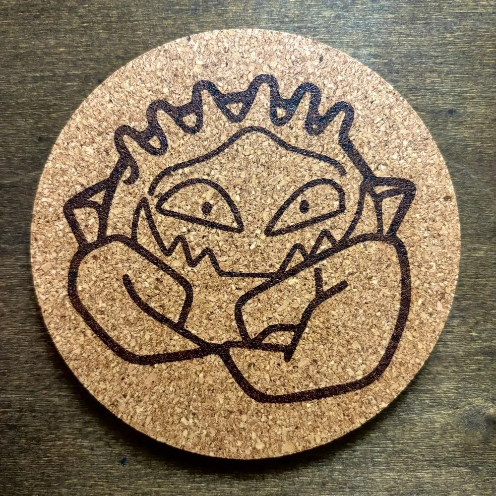 Pokemon Kingler Face Laser Engraved Cork Coaster